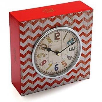 Reloj de Mesa Versa Rojo Madera Vintage 10 x 23 x 23 cm