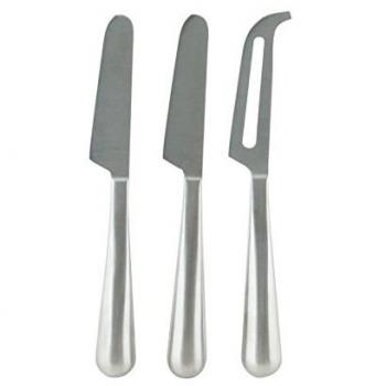 Stainless Steel 3-Piece Cheese Knife Set - 25 cm for Hard and Soft Cheeses
