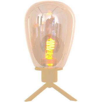 Lámpara de mesa Reflexion Steinhauer, Ø 15 cm, altura 28 cm, cristal ámbar, color latón, metal E27 (casquillo grande) - modelo 2682ME