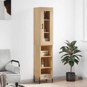 Aparador de madera contrachapada roble Sonoma 34,5x34x180 cm Marrón