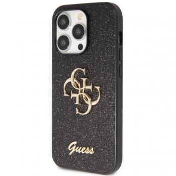 Funda Guess Glitter 4G con Logo Metálico para iPhone 15 Pro Max - Negra