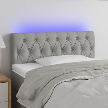 Cabecero LED gris claro 100x7x78/88 cm con tela y luces integradas