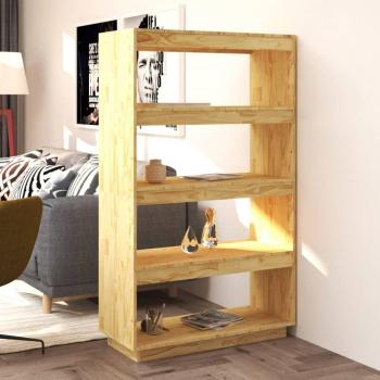 Estantería divisor de espacios madera maciza pino 80x35x135 cm en colores Natural, Blanco y Gris - Mueble de Almacenaje para Oficina, Estudio, Sala de Estar y Dormitorio