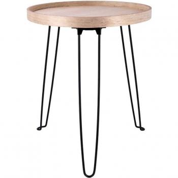 Mesa Auxiliar Moa Vinthera Acero Negro y Madera Natural 40x48 cm