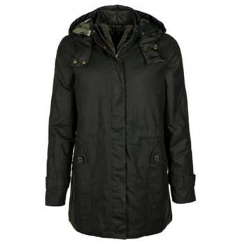 Barbour Cannich Women's Waxed Parka Jacket - Olive Green, Size 38