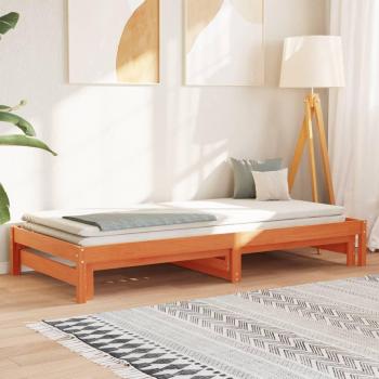 Sofá cama nido de madera maciza de pino marrón cera 90x200 cm