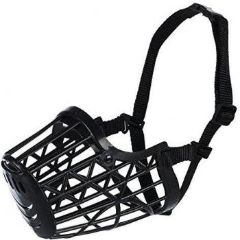 TRIXIE Bozal plástico, Cintas ajuste Nylon, M, 22 cm, Negro, Perro