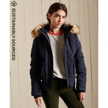 Chaqueta Superdry Everest para Mujer - Estilo Moderno, color azul marino, diseño bomber, características: moderna, ligera, resistente al agua, con forro cálido y cierre de cremallera