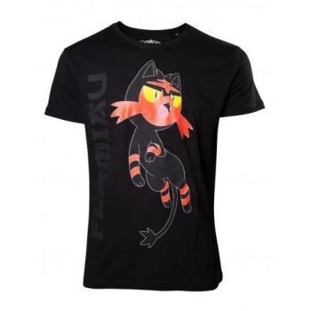 Camiseta Negra Pokemon Sun Moon Litten Talla XS