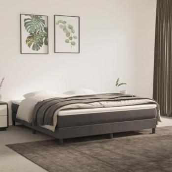 Cama solar box spring de terciopelo gris oscuro 160x200 cm sin colchón