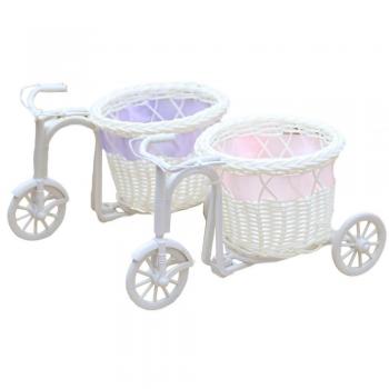 Outflower ratán jardín nostálgico Bicicleta Flor Artificial decoración Planta Soporte Mini Maceta