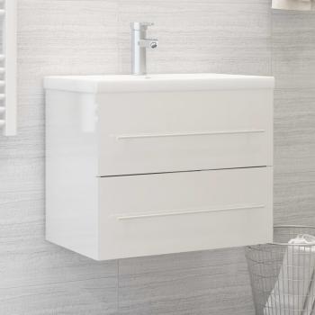 Mueble con lavabo de madera de ingeniería blanco brillo vidaXL