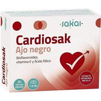 Sakai - Cardiosak Ajo Negro - Regula la función cardiovascular - Triglicéridos - Tensión arterial - Colesterol - ABG10+, Bioflavonoides, Vitamina E y Ácido Fólico - Sin olor - Sin sabor