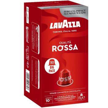 Cápsulas de Café Lavazza Qualità Rossa, 30 cápsulas compatibles con Nespresso, mezcla de Robusta y Arábica, tueste italiano