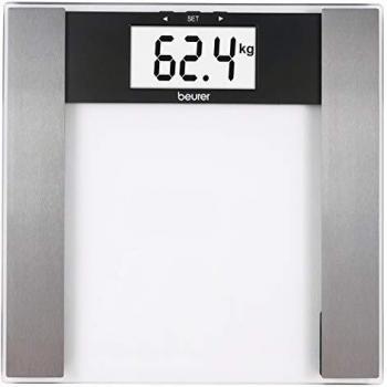 Beurer BG17 - Báscula de baño digital diagnóstica de cristal, pantalla LCD extragrande