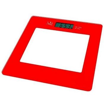 Jata Hogar 290R Báscula electrónica de Cristal con Visor LCD, Acero Inoxidable, Rojo