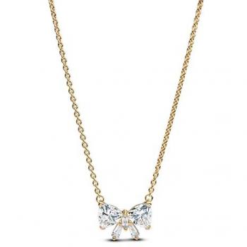 Collar Lazo Brillante de Pandora con Circonitas Cúbicas, Plata Esterlina y Chapado en Oro - 45 cm