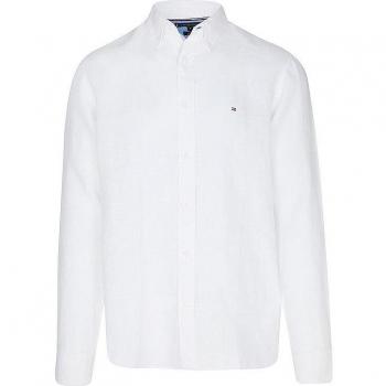Camisa Tommy Hilfiger lisa de lino con branding bordado