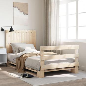 Estructura de cama con cabecero madera maciza pino 100x200 cm Vidaxl Marrón