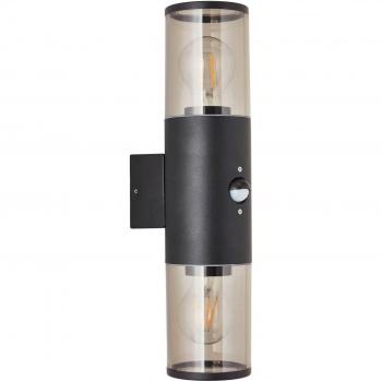 Aplique de Pared Brilliant Sergioro Exterior Detector de Movimiento Black 20 W