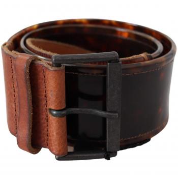 Ermanno Scervino Dark Brown Leather Wide Buckle Belt - 75 cm / 30 Inches