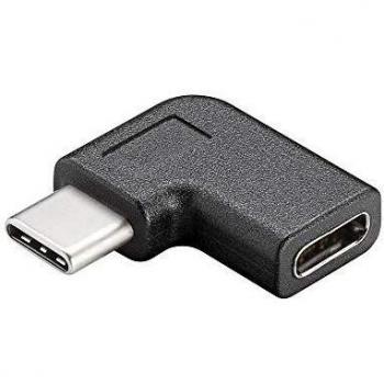 45402 Goobay Adaptador USB-C, de Enchufe USB-C a Enchufe USB-C, en ángulo de 90° Derecha / Izquierda, Negro
