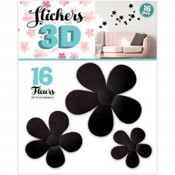 Stickers 3D 'Flores' Negras - 16 unidades - Plancha 30x22 cm