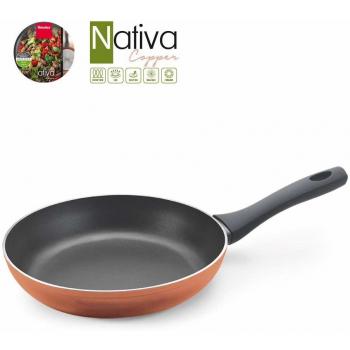 Metaltex NATIVA Copper-Sartén Aluminio Forjado, 24 cm, 2 Capas Antiadherente, Full Induction válido para Todo Tipo de cocinas, Acabado en Color Cobre