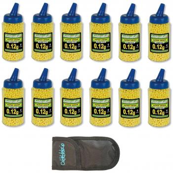 Outletdel ocio Pack 12 Biberónes 2000 balines PVC para Airsoft. Calibre 6mm 0,12 gr