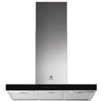 CAMPANA ELECTROLUX 90 cm INOX max 625 m3/h), Hob2Hood, F. Brisa, Salida 150 mm, LED, CHIMENEA INCLUIDA T-INVERTIDA FRONTAL CRISTAL NEGRO