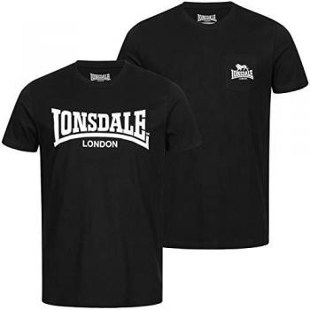 Camiseta Lonsdale Sussex de Manga Corta 2 Unidades Negra 2XL Hombre