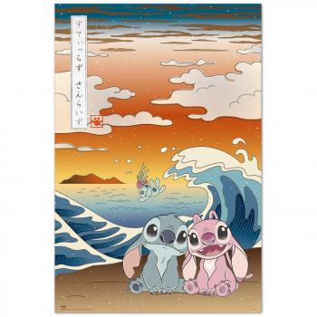 Póster decorativo de Disney Stitch Japan con diseño colorido, impresión de alta calidad, tamaño 61x91.5 cm, ideal para decoración de habitaciones y coleccionistas