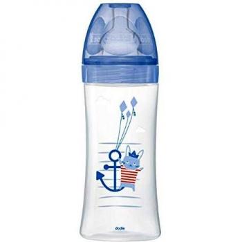 Biberón Dodie Sensation+ Anti-Cólico 330ml con Tétina Plana para Bebés a partir de 6 Meses, Motivo Mar
