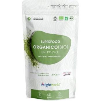 Polvo Orgánico Super Greens 200g - Mezcla de 9 Super Ingredientes Activos Certificada por la Soil Association