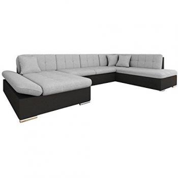 Sofá rinconero Comfivo 150 con función de descanso, caja de ropa de cama, dimensiones 345x205x76cm, color gris