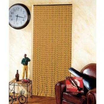 Cortina de Puerta con Cuentas de Madera y Perlas - 90 x 200 cm - Marrón y Beige