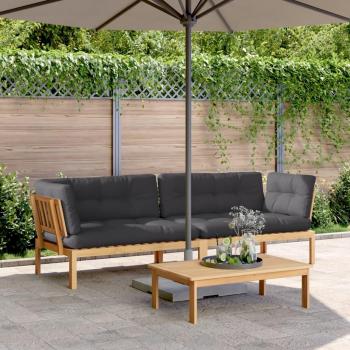 Acacia Wood Garden Corner Sofas Set with Cushions - 2 Pieces
