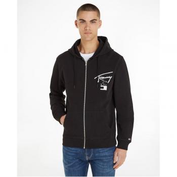 Tommy Jeans Men's Black Zip-Up Hoodie with Hood