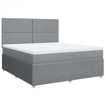 Cama Box Spring con colchón de tela gris claro 180x200 cm