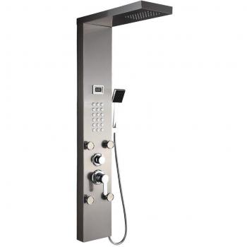 Auralum Columna de Hidromasaje Ducha Moderna 3 Función Acero Inoxidable con Pantalla LCD para Baño
