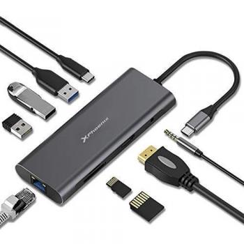 Phoenix Hubs Tipo C Aluminio, USB 3.0, Lector Tarjetas, PD, Compatible con MacBook Air, Pro, iPad, Tablets y Ordenador Portátil Tipo C