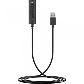 Ewent EW3569 Adaptador de Audio USB con Conector Minijack 3.5mm a USB, Micrófono Incorporado, Longitud de Cable 0.5m