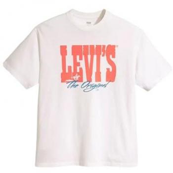 Levi's - Camiseta de hombre de manga corta Vintage Fit Graphic blanca con detalles en naranja y azul, talla M