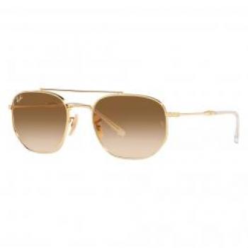 Ray-Ban RB3707 Asian Fit Men's Sunglasses - Silver, 57mm Size, Polished Gold/Brown Gradient