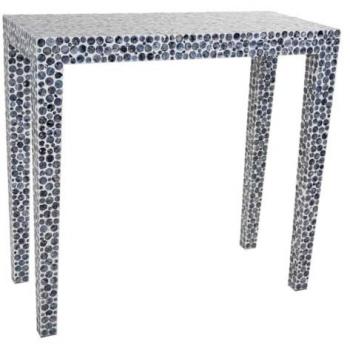 Recibidor de Madera Art Deco con Acabado en Capiz Negro 81x36x76 cm