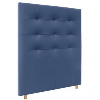 Cabecero Capitoneado hasta el Suelo 105x120cm Tapizado en Polipiel Azul para Cama Dormitorio