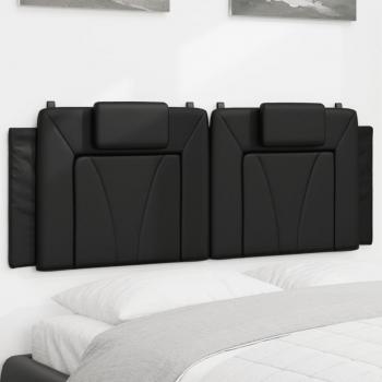 Cabecero de cama acolchado en cuero sintético negro de 120 cm