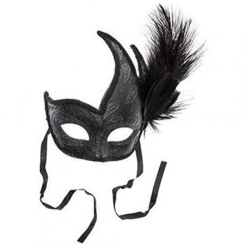 Smiffys 40024 - Máscara de plumas Colombina, Color negro