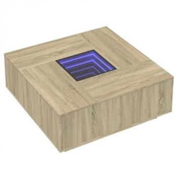 Mesa de centro con Infinity LED roble Sonoma 100x100x40 cm, mesita de Centro, Mesa Auxiliar, Mesa de salón, mesita, mesita de sofá