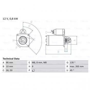 Motor de arranque Bosch 12V 0,8 kW Reemplazo 0 986 11 831
